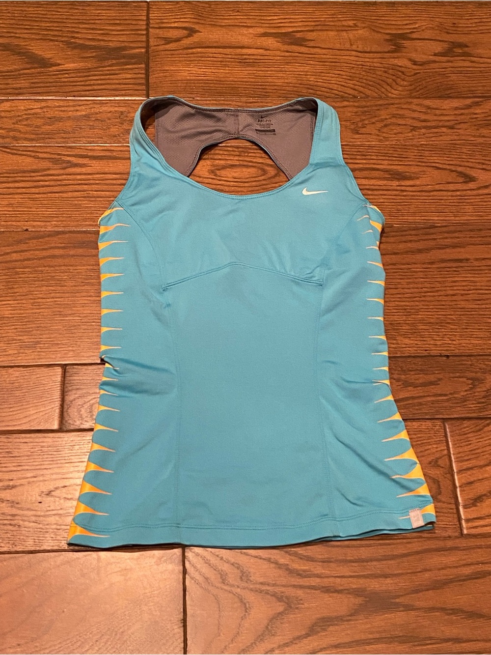 Nike Women's Turquoise Racerback Tank with Yellow Side Accents